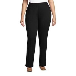 Lands End Womens Plus SZ 3X Sport Knit Straight Leg Pull On Pants Black New